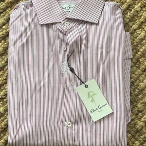 Robert Graham Men's Red and White Striped Shirt